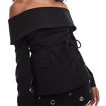 ASOS DESIGN Tailored Off-The-Shoulder Top in Black, Size 4 Photo 0