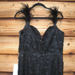 Mac Duggal 20889 Womens Black Sheer Applique Bustier Gown with Feather Straps Photo 11