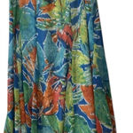 Ruby Rd Women's 14 Panel Ruffle Skirt Elastic Waist Tropical Floral Fully Lined Blue Photo 0