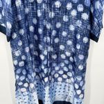 Oscar de la Renta  Pink Label Blue Polka Dot Batik Print Caftan Coverup Robe Photo 2