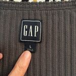 Gap  pointelle gray knit cotton blend swoop neck button down top thermal L Photo 8