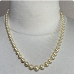 Vintage Pearl Necklace 925 Sterling Gold Tone Clasp Ivory Pearls Dainty Classic White Photo 0
