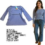 Fresh Produce 90s Y2K BLUE Stripe Long Sleeve Top NWT MEDIUM Cotton DEADSTOCK Photo 1
