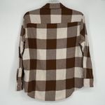 Old Navy  Flannel The Boyfriend Shirt Brown Cream Neutral Oversized Size M Photo 5