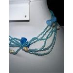 Mermaid Multi Strand Seed Bead, Crystal and Shell Statement Necklace Blue Photo 2