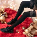 Cozy Black Lace Knee‎ High Socks Soft Warm Over the Knee Long Sleeve Stockings Photo 2