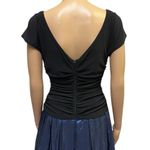 SL Fashions Black Blue Semi Formal Cocktail Ruched Side Embellished Dress Size 6 Photo 4