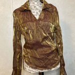Fashion Bug Vintage  Metallic Brown and Gold Wrap-Style Top size: XL Photo 0