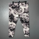 Mixit  Women’s Floral Print Leggings Size Large Black White Gray Stretch Cotton Photo 1