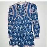 SEA NEW YORK Brigitte Blue Printed Border Ruffle Romper Size 2 Photo 3