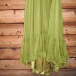 Mac Duggal   Green Ruffled Mock Neck Flutter Sleeve High Low Hem Gown Photo 6