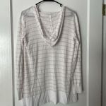 Cynthia Rowley  White Tan Striped Hooded Cardigan Open Front Lightweight Sz XS Photo 2