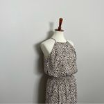 She & Sky Jumpsuit Animal Print Wide Leg High Neck Halter Black Taupe Cream Photo 1