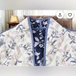 Floral Reversible Quilted Cotton Jacket: Oversized Boho Bomber Blue Size XL Photo 4