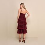 Lulus Wine Red (Burgundy) Exceptional Persona Lace Tiered Bustier Midi Dress Size M Photo 6