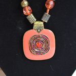 Source Unknown Boho Statement Orange Enamel Inlay Multi Color Beaded Choker Necklace Photo 1