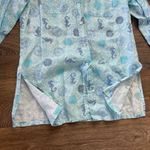 Sigrid Olsen  100% Linen Button Up Shirt – Blue Seahorse Coastal Print – Small Photo 4