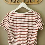Madewell  Stripped V-Neck Tee Shirt White/Orange Sz Medium Photo 6