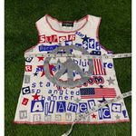 Realitee Y2K USA Patriotic Peace Sign Tank Top Glitter Stars Stripes Made USA M White Size M Photo 4