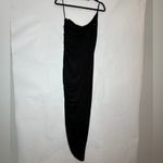 Princess Polly Black Ruched Asymmetrical Hem Midi Dress Size US 8 Photo 1