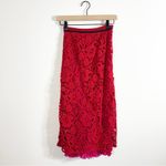 Salvatore Ferragamo  Red Pink Lace Midi Skirt Size 4 Photo 3