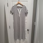Vineyard Vines Jet Black White Striped Midi T-Shirt Dress Size Medium Cotton Photo 1