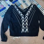 Anthropologie  Addison Story Black White V Neck Chevron Print Sweater Small Photo 6