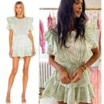 Love Shack Fancy  Natasha Light Green Lace Embroidered Ruffle Mini Dress Xs Photo 7