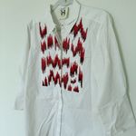 Figue White Beaded Cotton 3/4 Sleeve Button Down Collared Shirt No Sz (Flaws) Photo 8