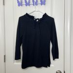 Rsvp EUC by Talbots women's black beaded jeweled ruffle cropped sleeve sweater Photo 7