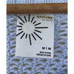 Aerie Offline by Cropped Open-Knit Blue V-Neck Sweater Long Sleeve Lounge Layer Photo 4