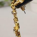 Statement Green and Gold Floral Necklace and Earrings Set Photo 9