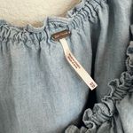 Free People Lily Of The Valley Chambray Denim Ruffle Blouse Size XS Photo 5