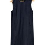 Theory  Women Navy Pinstripe Knit Sheath Dress Size 6 Sleeveless Shift Mob Career Photo 0
