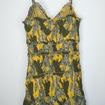 Olivaceous Yellow Green Palm Smocked Tiered Ruffle Short Mini Dress Medium NWT Photo 13