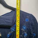 Free People NWT  Navy Blue Floral Embroidered Beaded Flowy Blouse Women's Small Photo 9