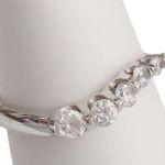 10K 10KT Curved Wave CZ Cubic Zirconia Journey Style White Gold Ring Sz 6.75 Photo 2