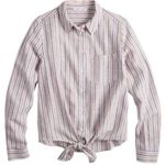 Popsugar linen blend striped button down tie front shirt XXL NWT Photo 1