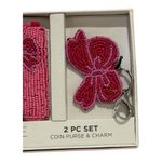 Rachel Zoe Beaded Coin Purse & Bow Charm Set | Pink | New in Box Photo 2