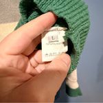 Striped Green and Cream Striped Sweater Large 100% Polyester Photo 2