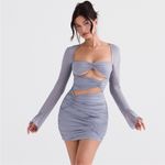 House Of CB  ‘Camille’ Dove Grey Real Silk Mini‎ Dress NWOT Size M Photo 2