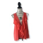 BCBGMAXAZRIA  Steacy Ruffle Tank Top Coral Orange Zip Front Size XS Photo 3