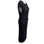 Marine layer Penny Lurex Pleated Midi Dress Women’s Size Medium Black Tie Waist Photo 5