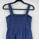 Uniqlo  Blue Cotton Eyelet Smocked Tiered Midi Dress XS 100% Cotton Photo 7