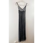 Anthropologie Sleeveless Mesh Fishnet Fringe Hem Midi Beaded Dress Black Small Photo 3