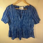 Maeve Anthropologie  Boho Blue Island Orchid Split Neck‎ Blouse Size US 6 Photo 1
