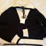 Crescent NWT  Black and Cream Cowl Neck Sweater Photo 0