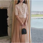 Reformation  Daphne Collared Cardigan Size Medium Sorbet Pink Short Sleeve Photo 1