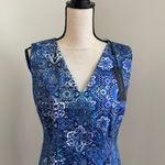 Elie Tahari Emory Dress Size 10 Blue White Bora Bora Multi Sheath Elegant Mature Photo 1