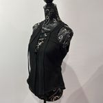 Glamorous  Black Faux Velvet Deep Plunge Neck Lace Up Body Suit Crotch‎ Snaps Med Photo 1